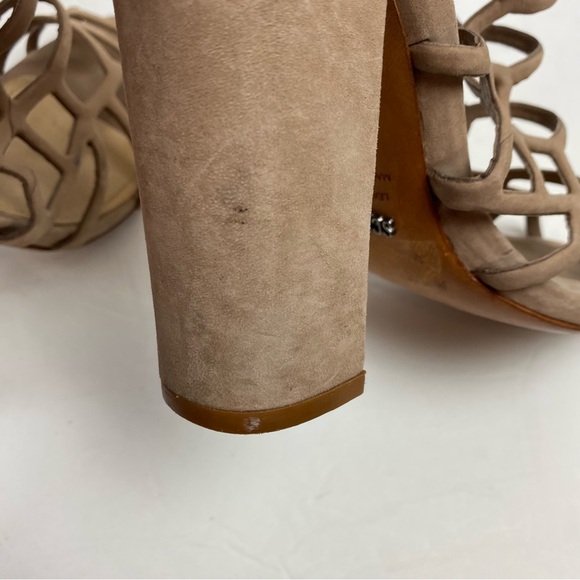 Schutz Women's Jaden Dress Strappy Gladiator Sandals Heels Tan Taupe Nubuck 7.5 - Picture 13 of 13